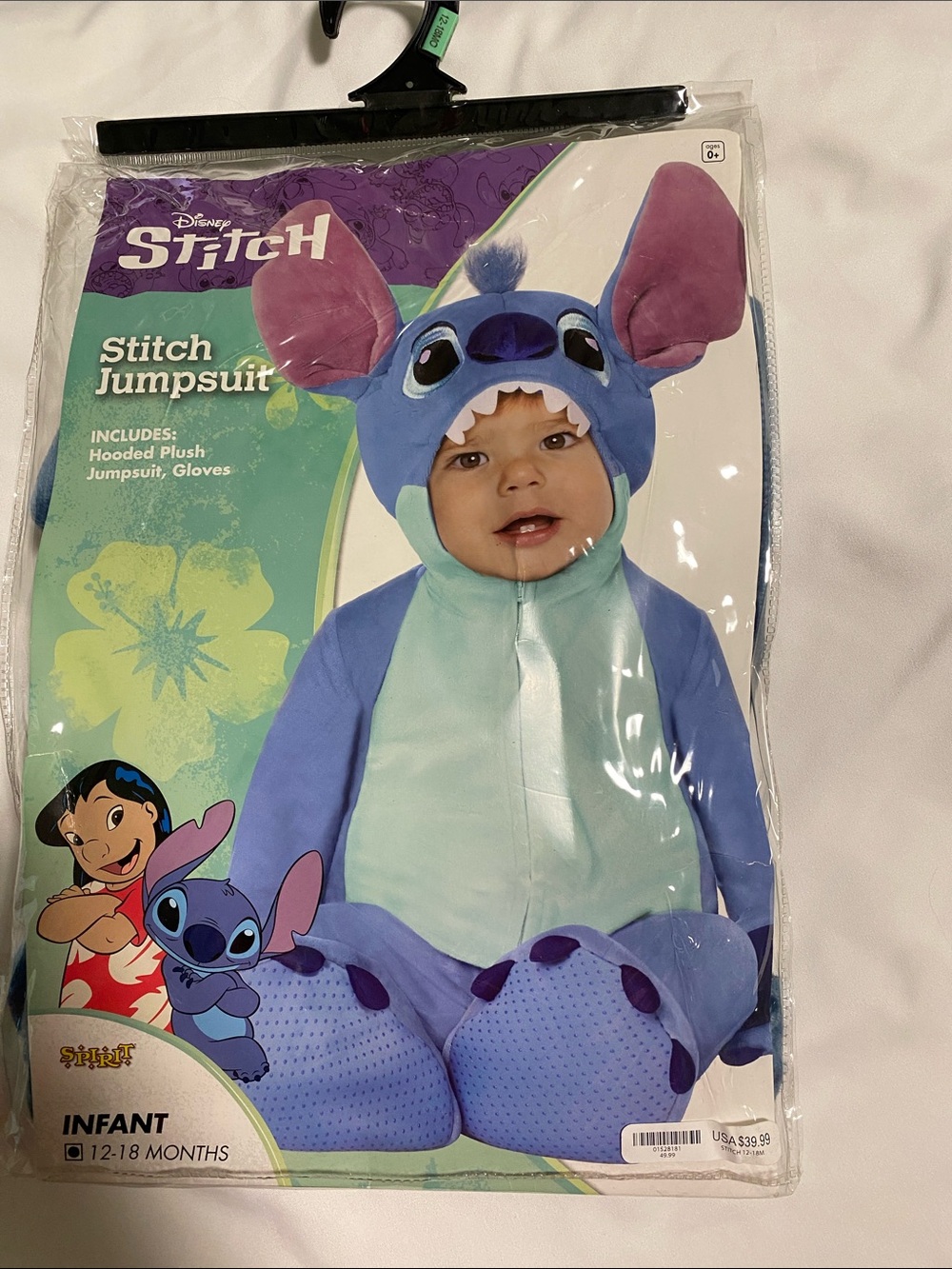 Disney Stitch Infant Plush Jumpsuit Halloween Costume 12-18M Spirit Halloween